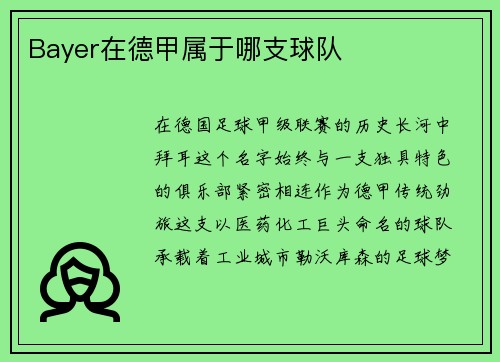 Bayer在德甲属于哪支球队